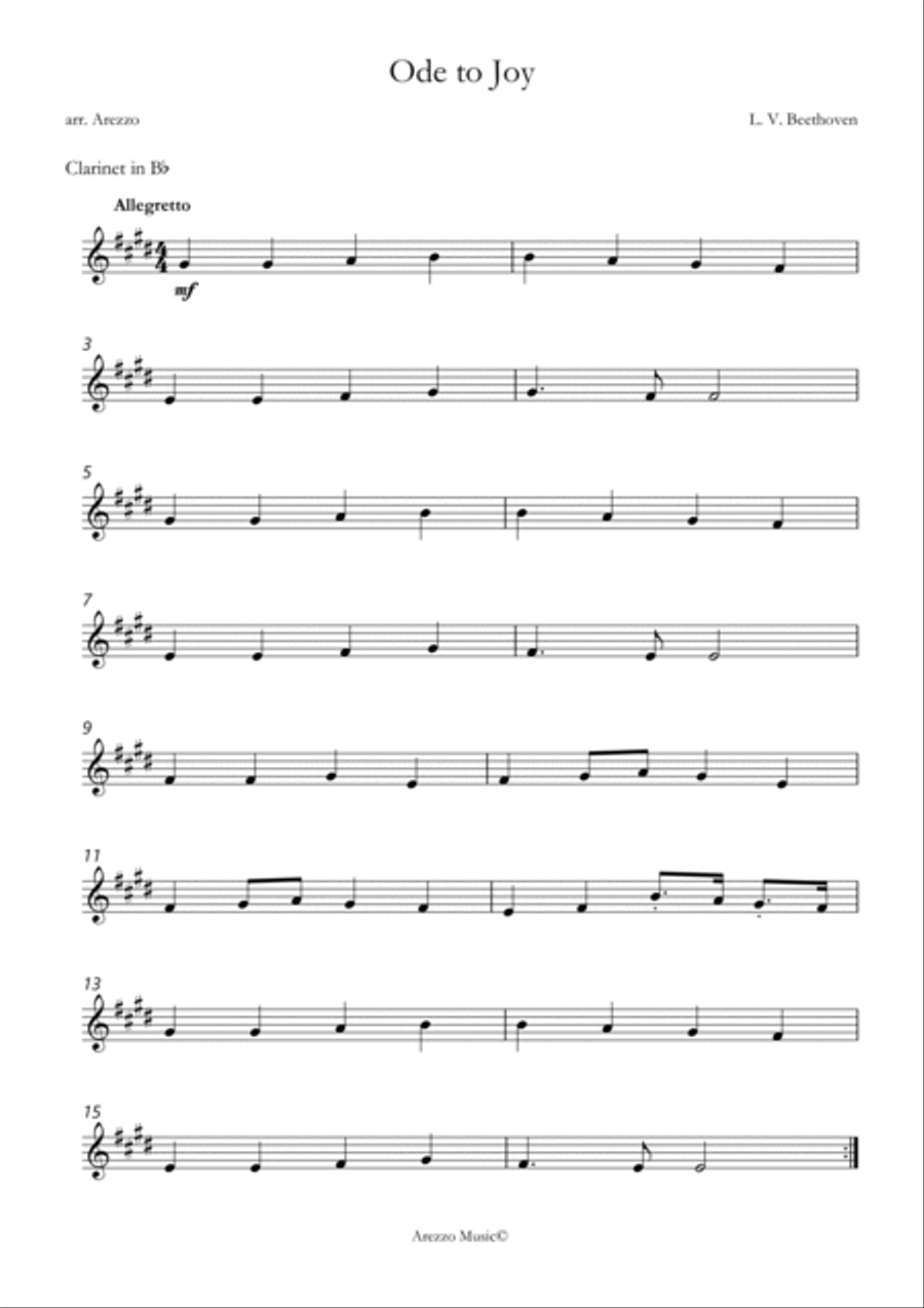 ode to joy for beginners clarinet and bassoon d major sheet music Woodwind Duet scores gallery preview page 2
