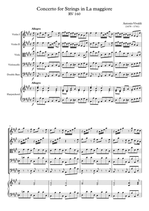 Book cover for Concerto for Strings in La maggiore RV 160
