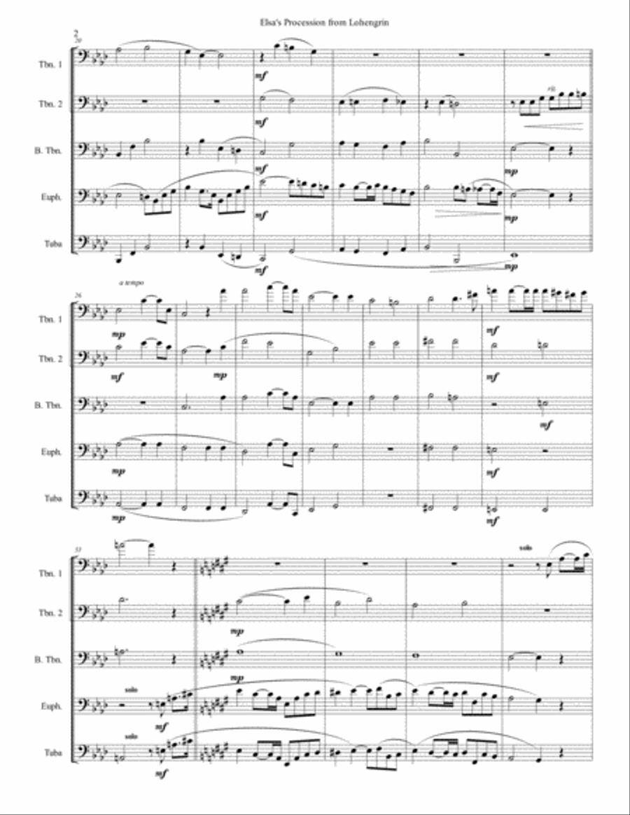 Elsa's Procession from Lohengrin- Low Brass Choir Brass Ensemble scores gallery preview page 3