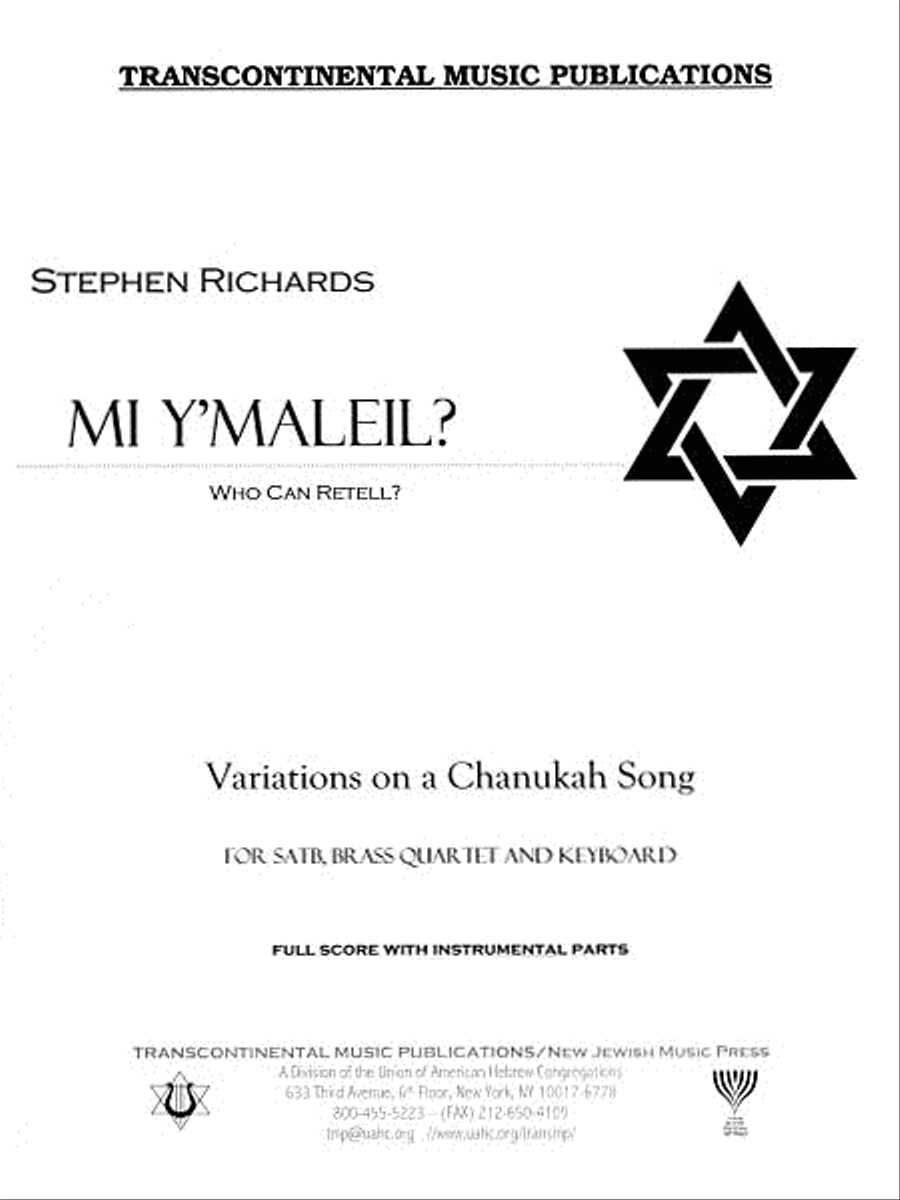 Mi Y'maleil? (Who Can Retell?) Choir scores gallery preview page 1