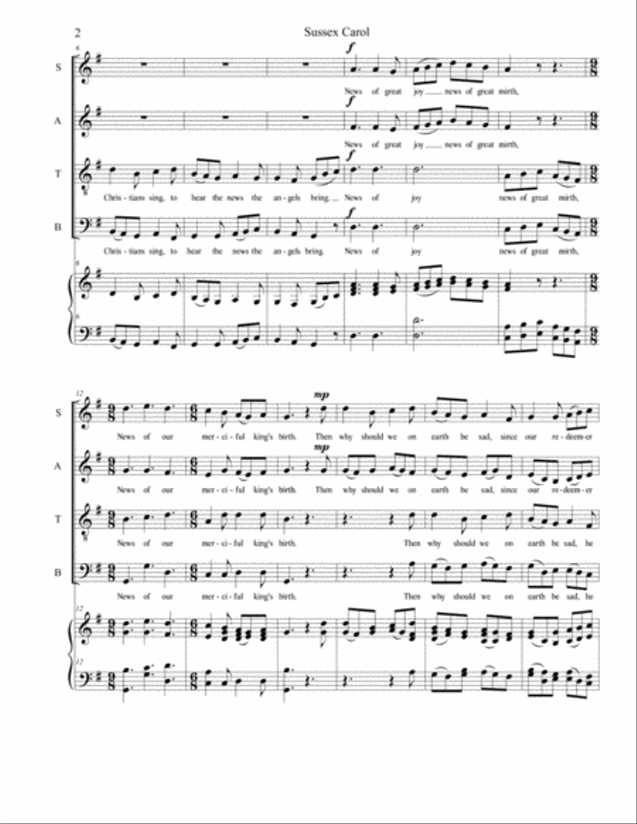 Sussex Carol (On Christmas Night) 4-Part scores gallery preview page 2