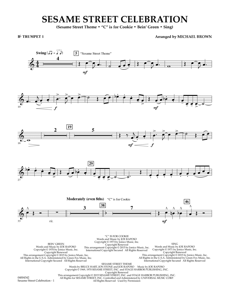 Sesame Street Celebration - Bb Trumpet 1 B-Flat Trumpet scores gallery preview page 1