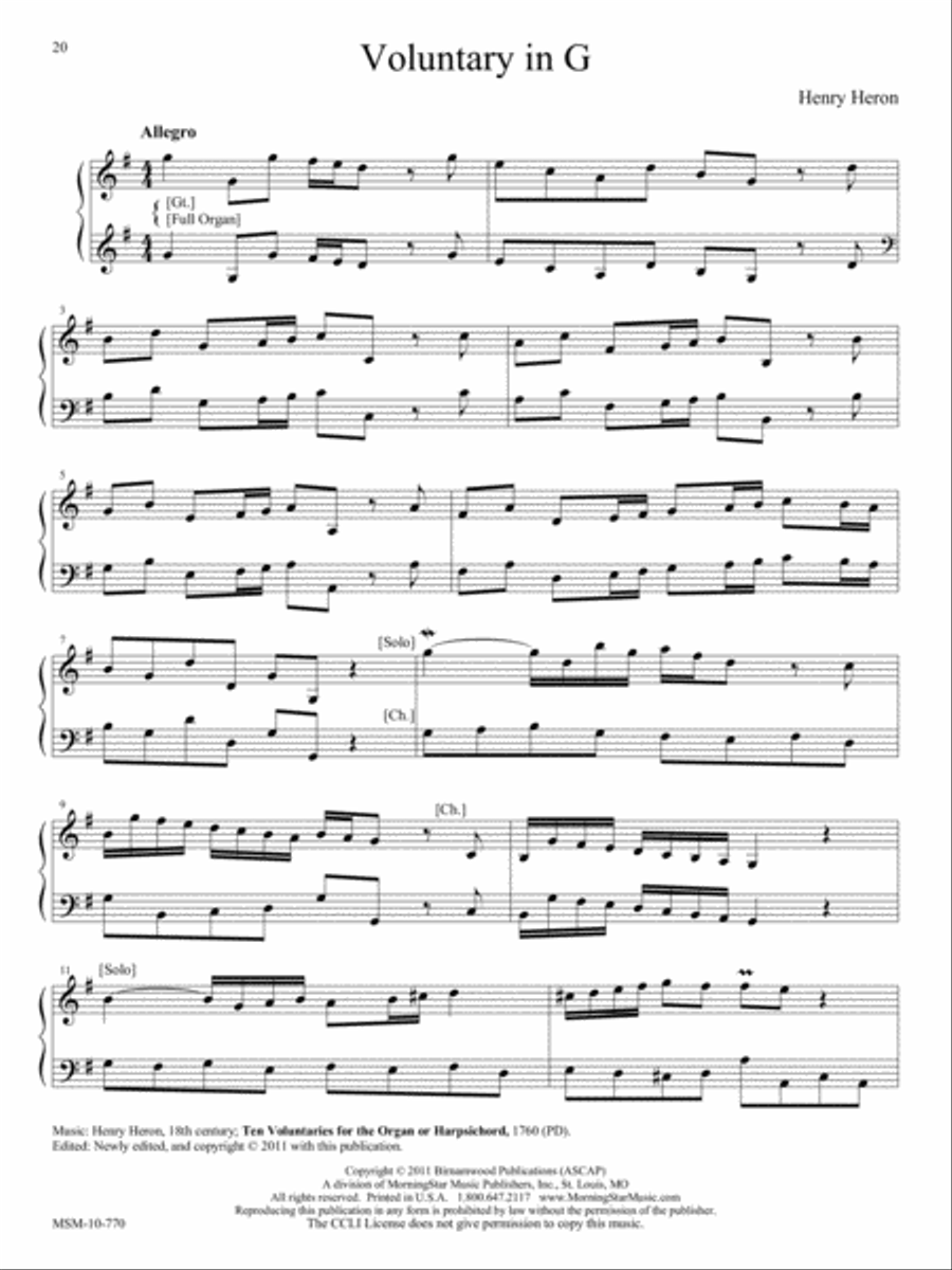 17th and 18th Century Organ Voluntaries for Manuals and Manuals with Pedal Points Organ scores gallery preview page 9