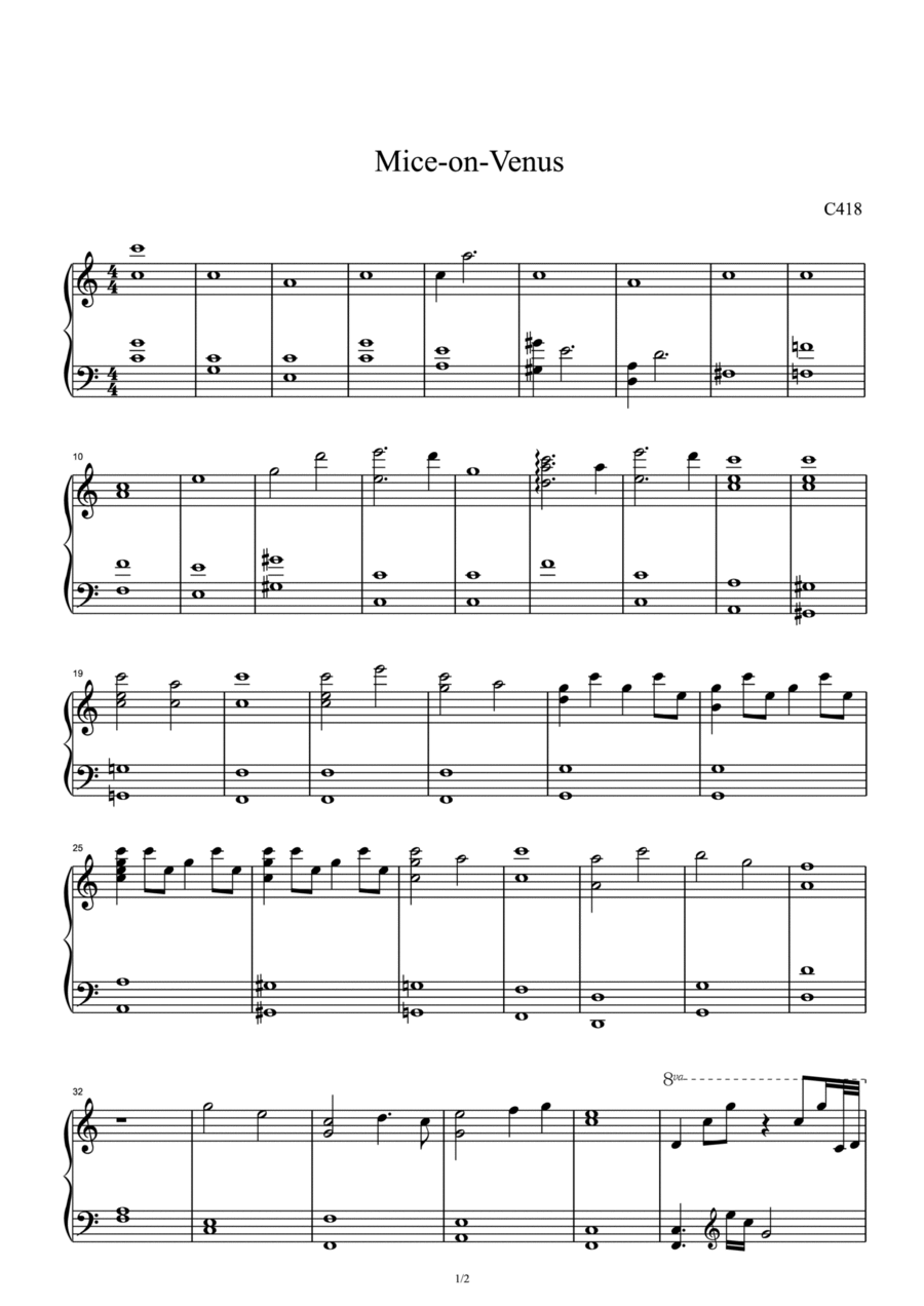 Mice On Venus Mice On Venus Piano Solo scores gallery preview page 1