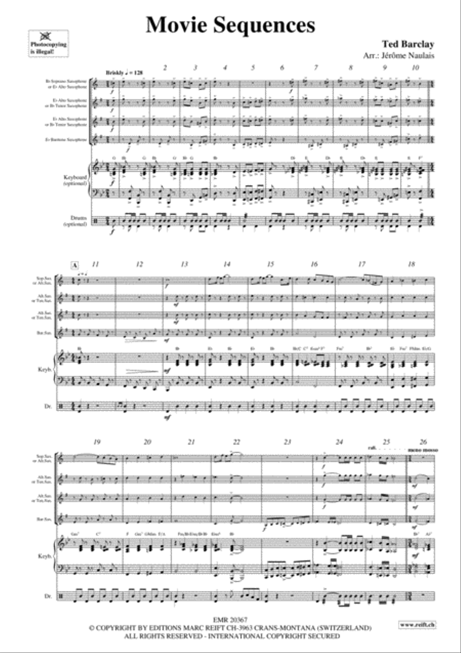 Movie Sequences Movie Sequences Saxophone Quartet scores gallery preview page 3