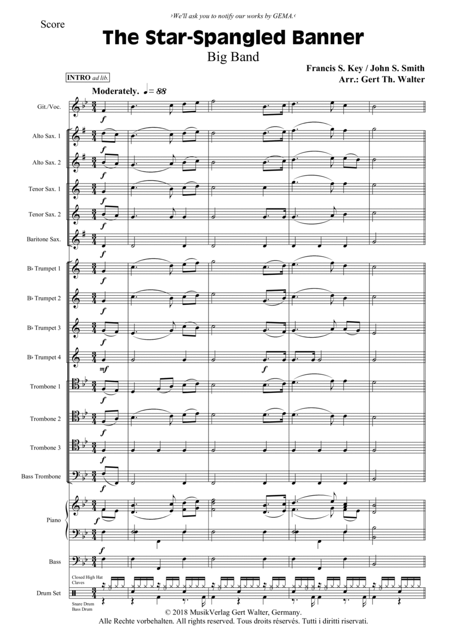 The Star-Spangled Banner Jazz Ensemble scores gallery preview page 1