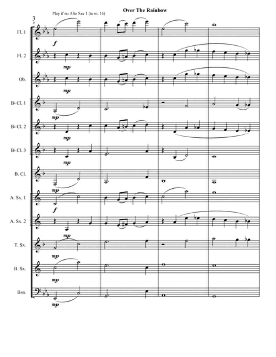 Over The Rainbow (from The Wizard Of Oz) Woodwind Ensemble scores gallery preview page 3