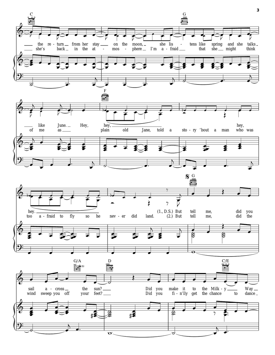 Drops Of Jupiter (Tell Me) Piano, Vocal, Guitar scores gallery preview page 3