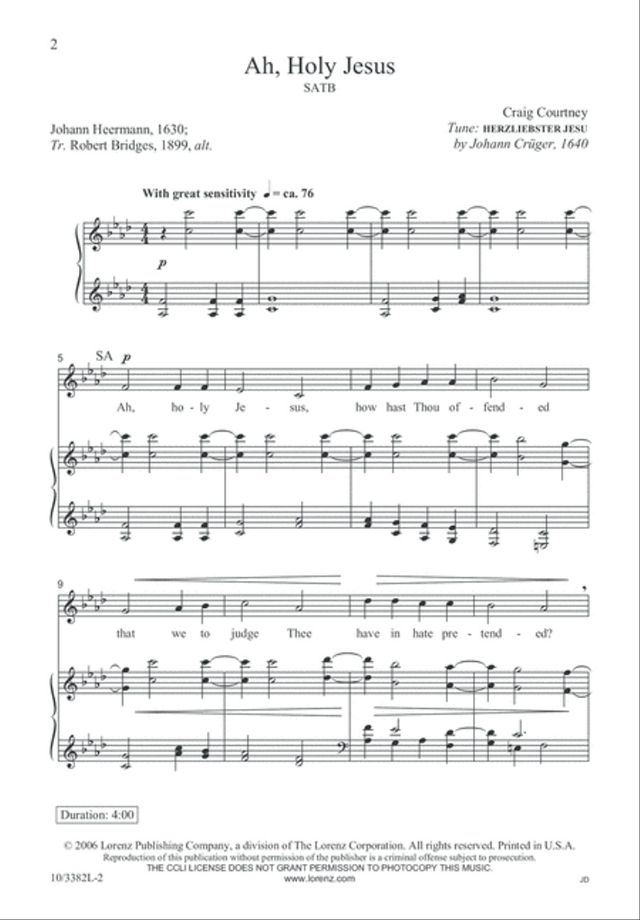 Ah, Holy Jesus 4-Part scores gallery preview page 3