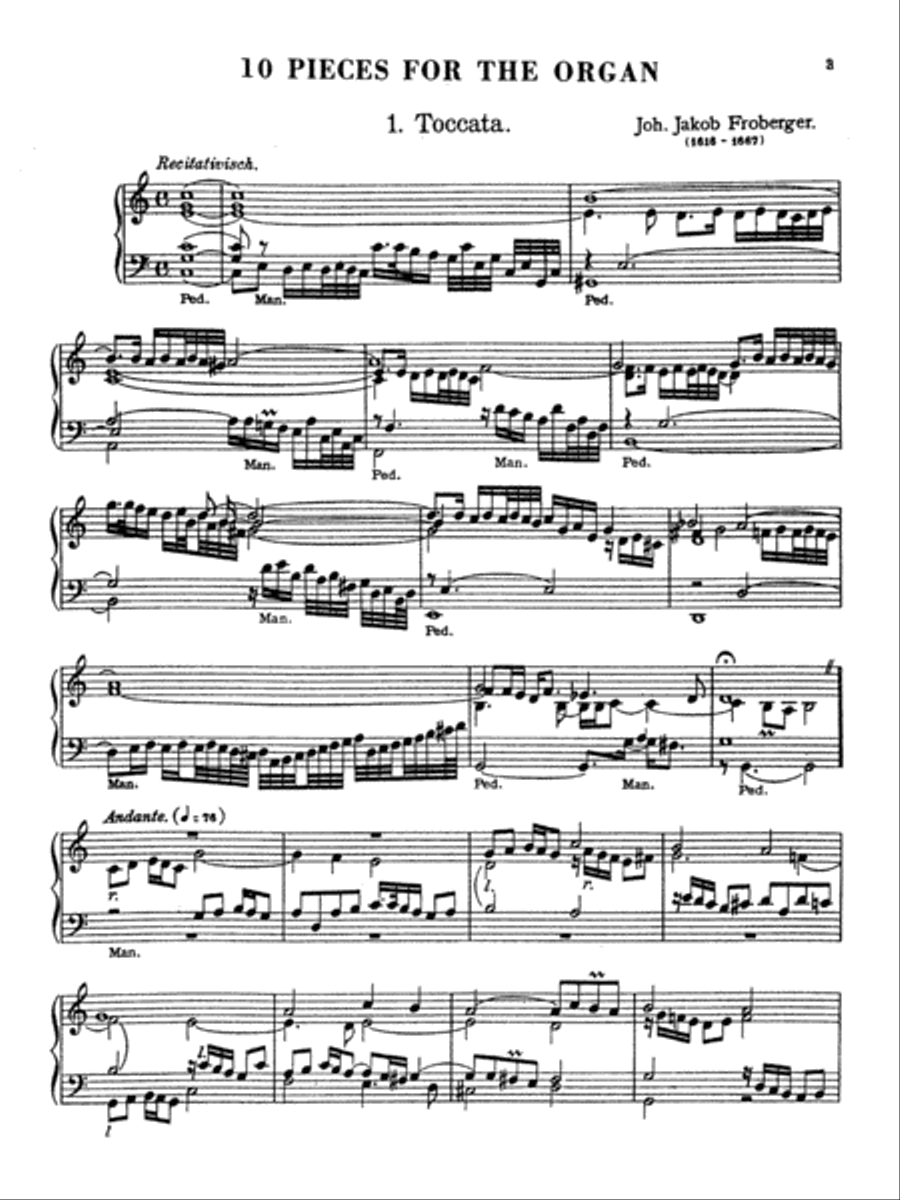 Froberger: Toccata from 10 Pieces for the Organ Organ Solo scores gallery preview page 1
