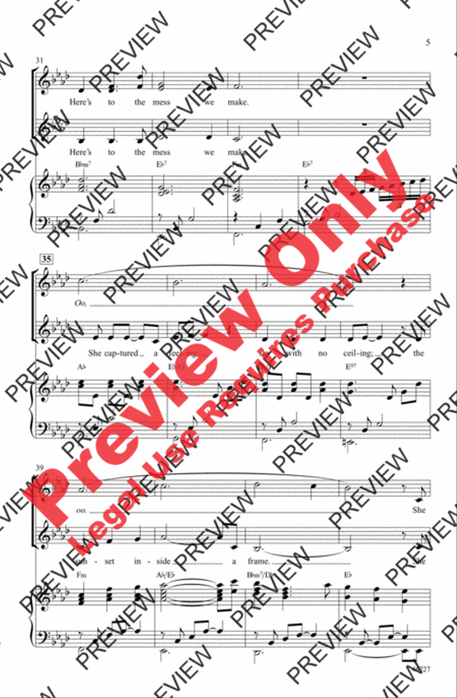 Audition (The Fools Who Dream) Women's Choir scores gallery preview page 5
