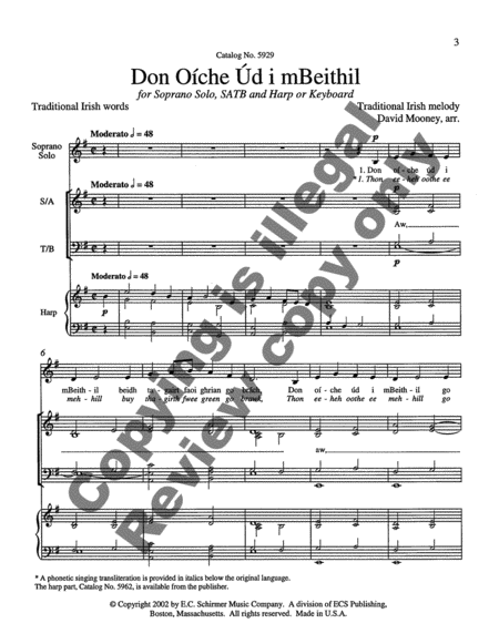 Don Oiche Ud i mBeithil (Choral Score)