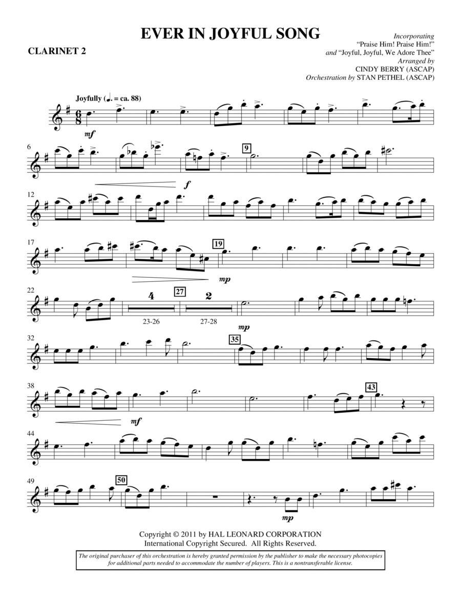 Ever In Joyful Song - Bb Clarinet 2 Choir scores gallery preview page 1