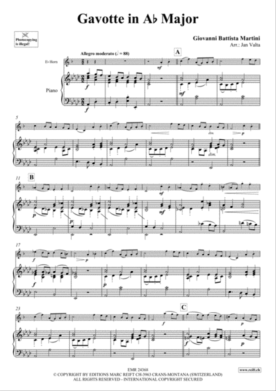 Gavotte in Ab Major Horn scores gallery preview page 4