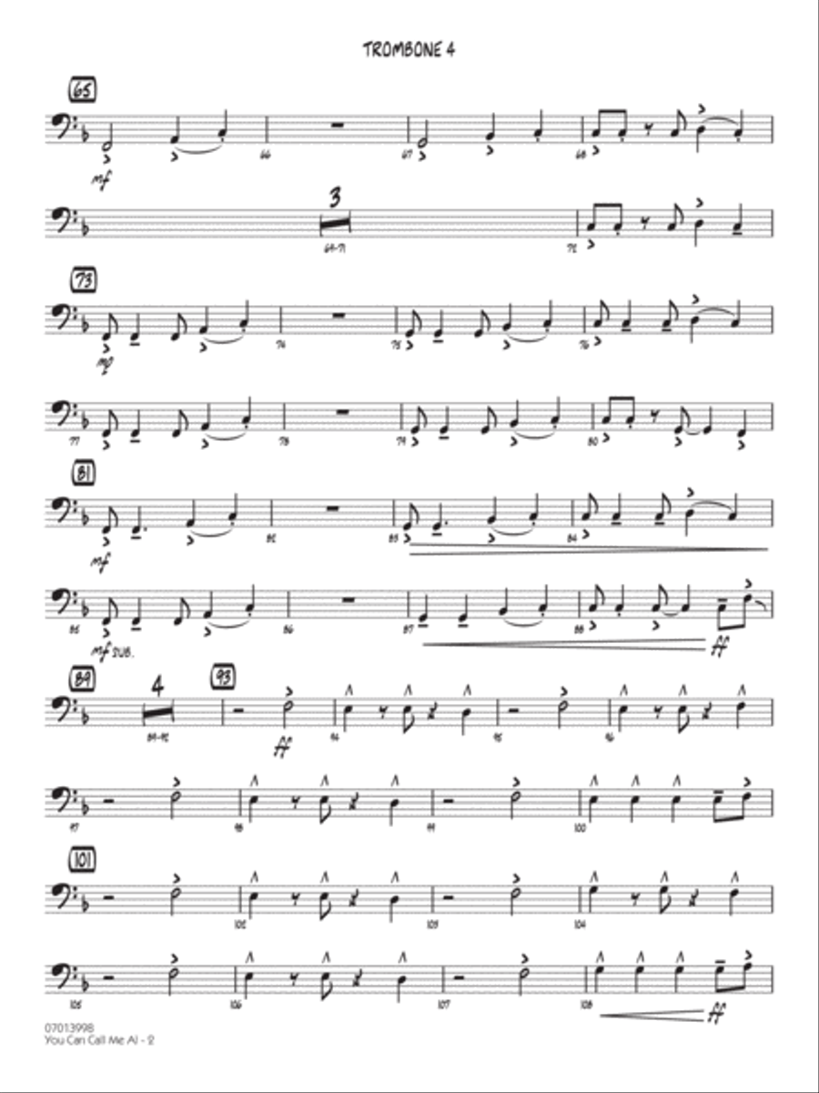 You Can Call Me Al (arr. Michele Fernández) - Trombone 4 Jazz Ensemble scores gallery preview page 2