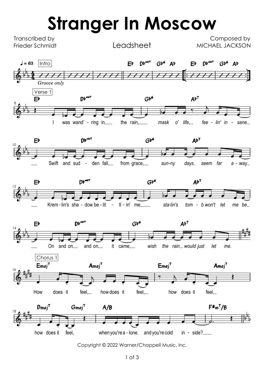 Stranger In Moscow Piano scores gallery preview page 1