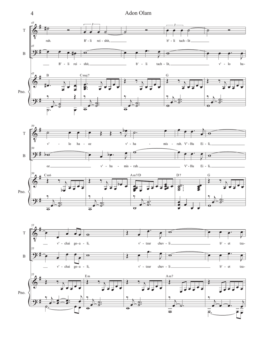 Adon Olam (2-part choir - (TB) TB scores gallery preview page 4