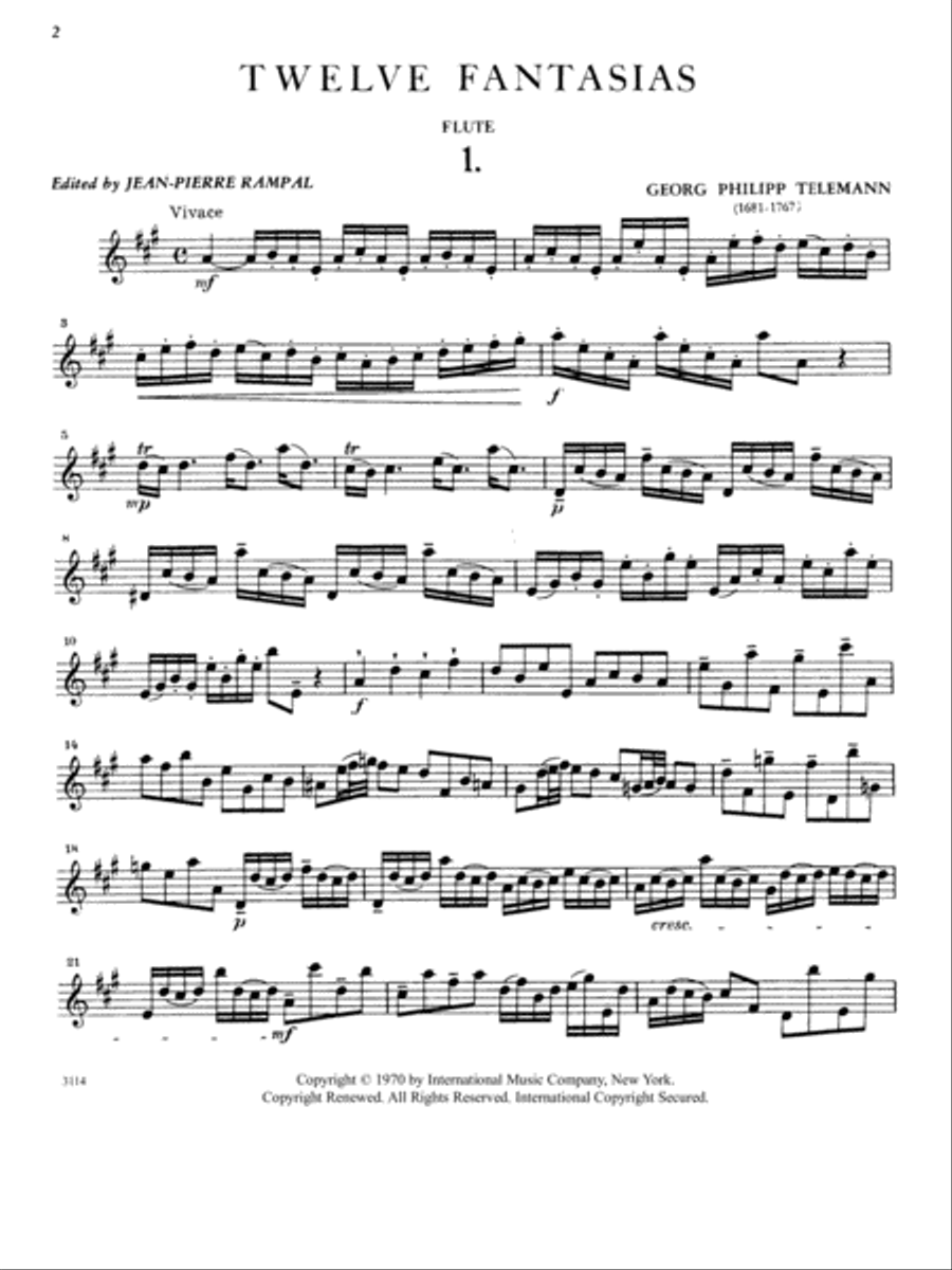 Twelve Fantasias Twelve Fantasias Flute Solo scores gallery preview page 2