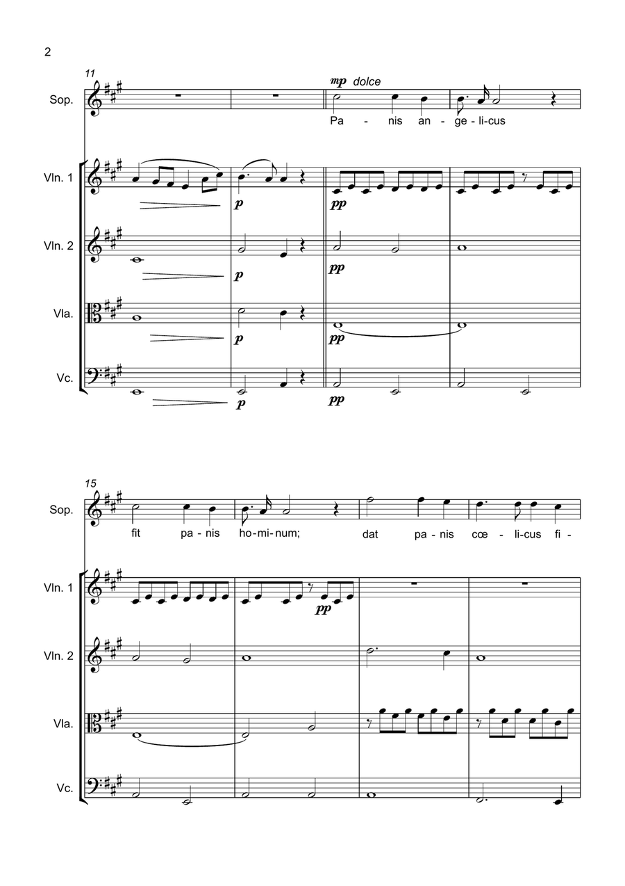 Panis Angelicus - soprano solo with string quartet Cello scores gallery preview page 4