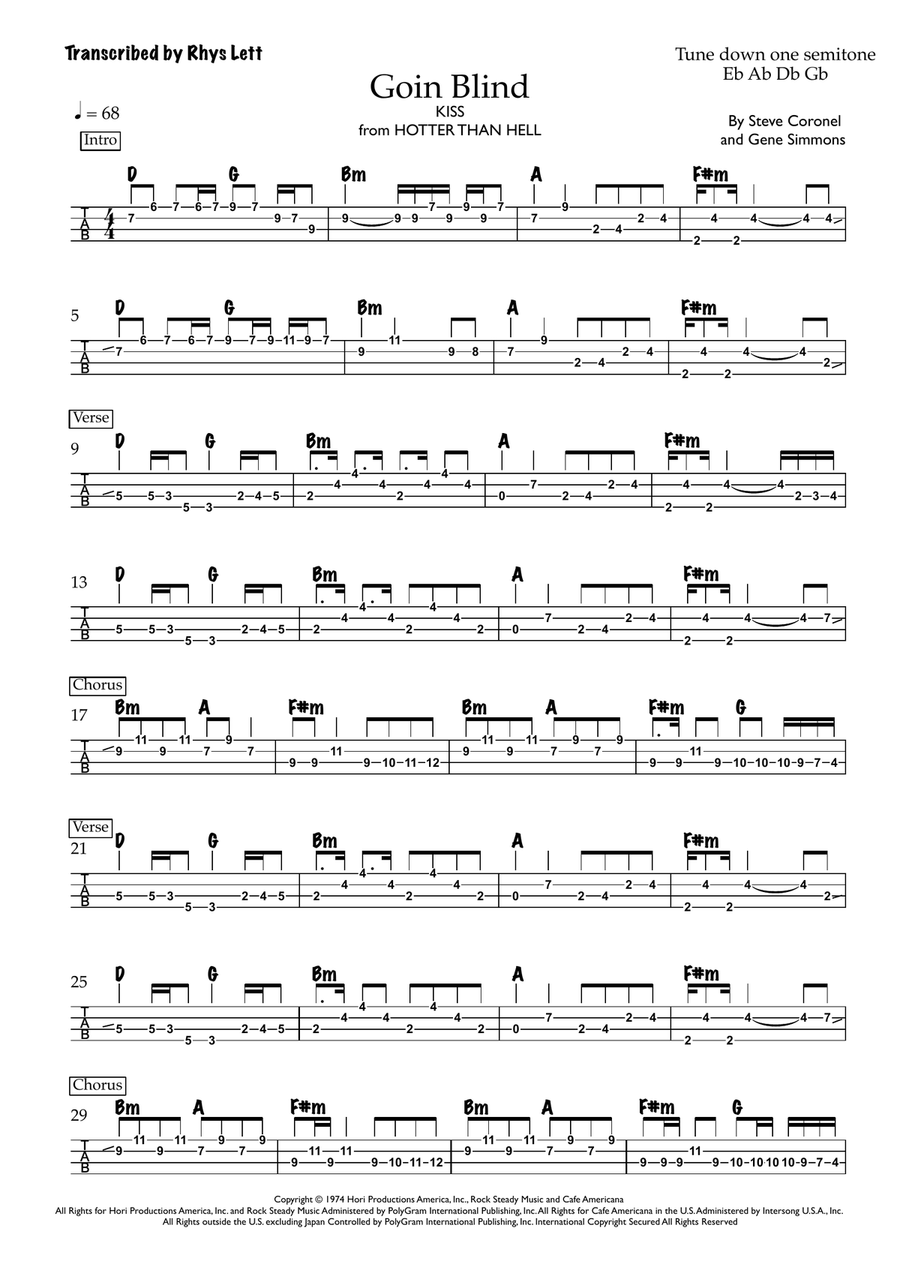 Goin' Blind Guitar Tablature scores gallery preview page 1