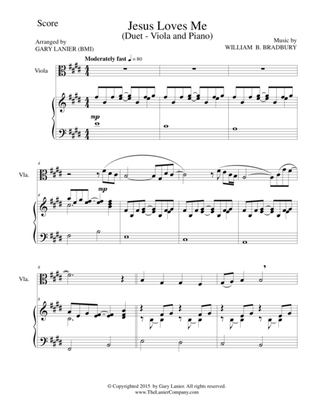 JESUS LOVES ME (Duet – Viola and Piano/Score and Parts)