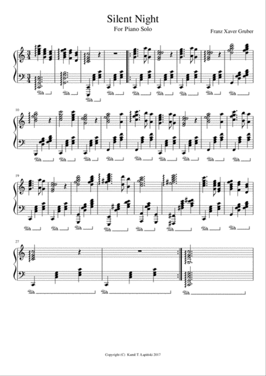 Silent Night Piano Solo scores gallery preview page 1