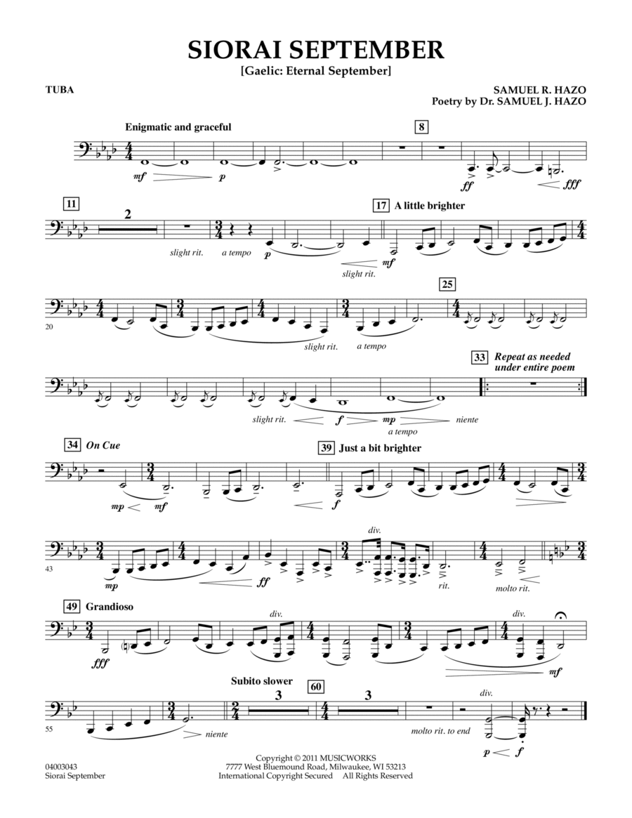 Siorai September - Tuba Concert Band scores gallery preview page 1