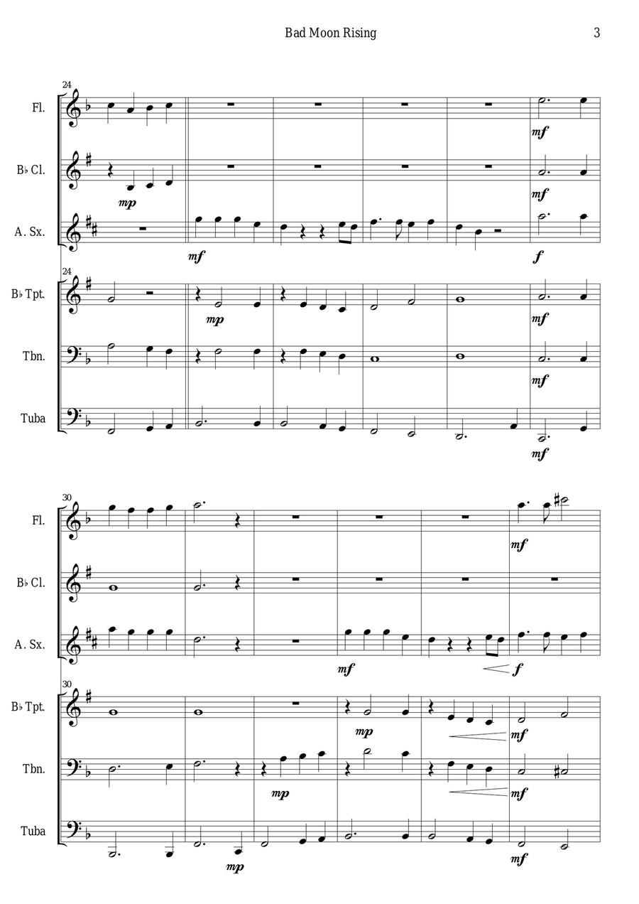 Bad Moon Rising Small Ensemble scores gallery preview page 3