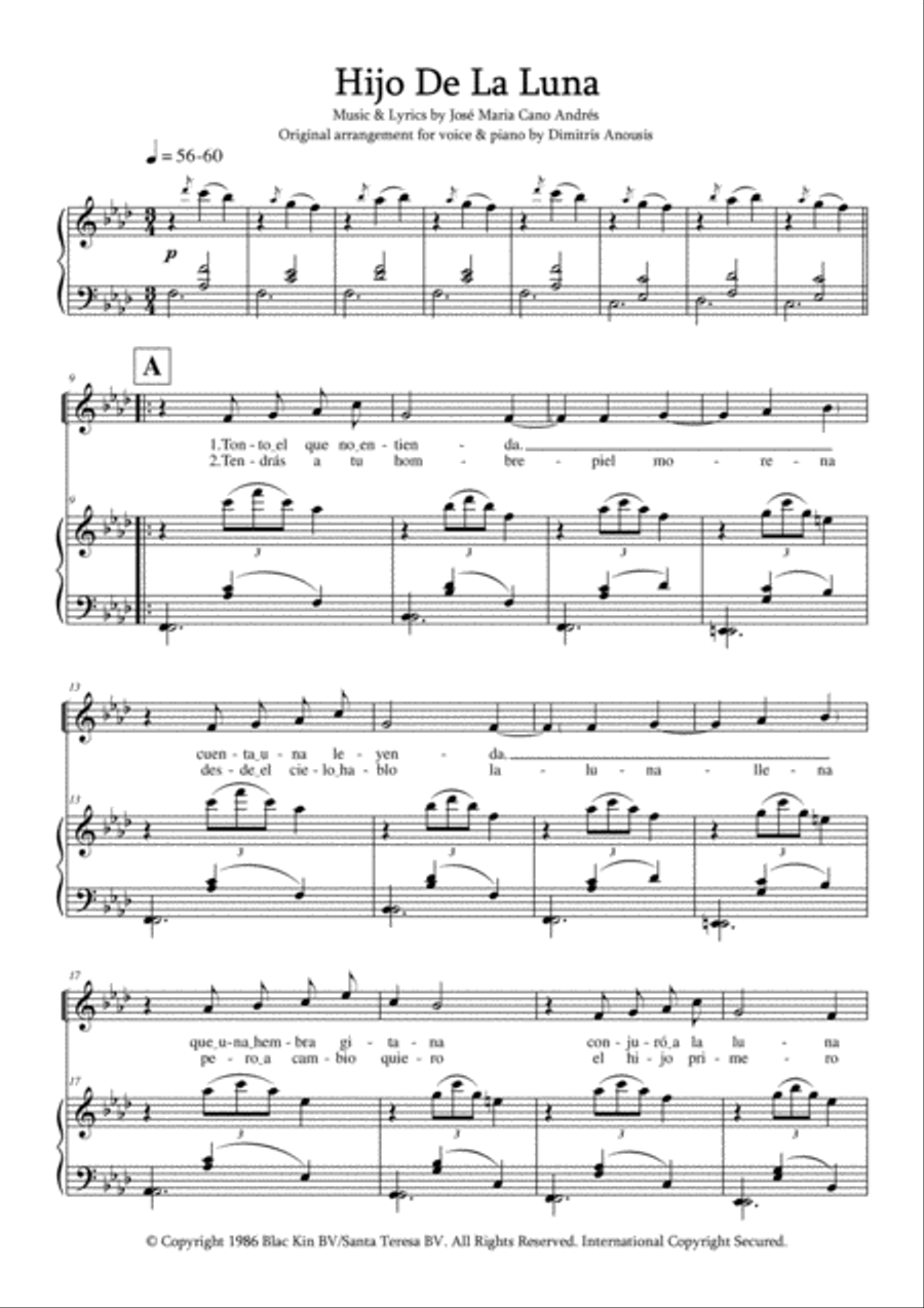 Hijo De La Luna Soprano Voice scores gallery preview page 3