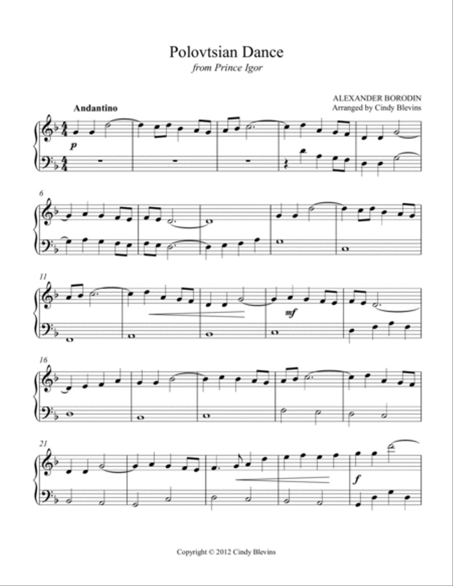 Polovtsian Dance, for Lever or Pedal Harp Pedal Harp scores gallery preview page 2