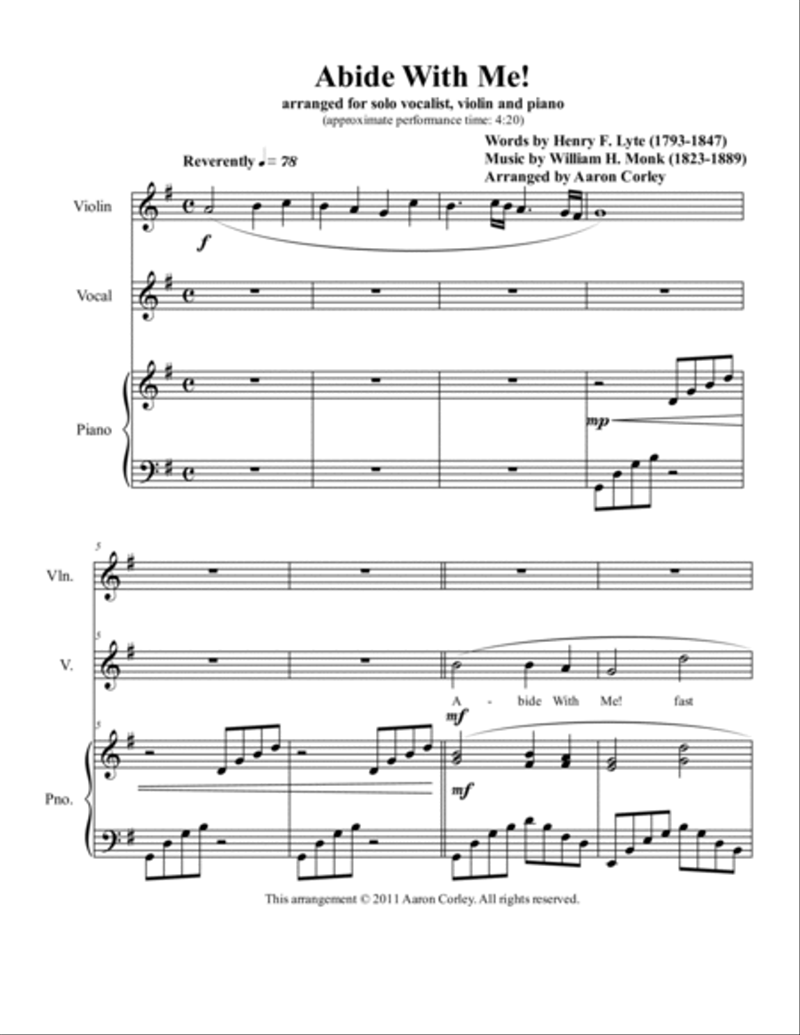 Abide With Me! (violin) Violin Solo scores gallery preview page 2