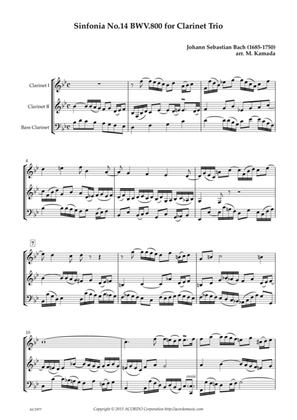 Sinfonia No.14 BWV.800 for Clarinet Trio