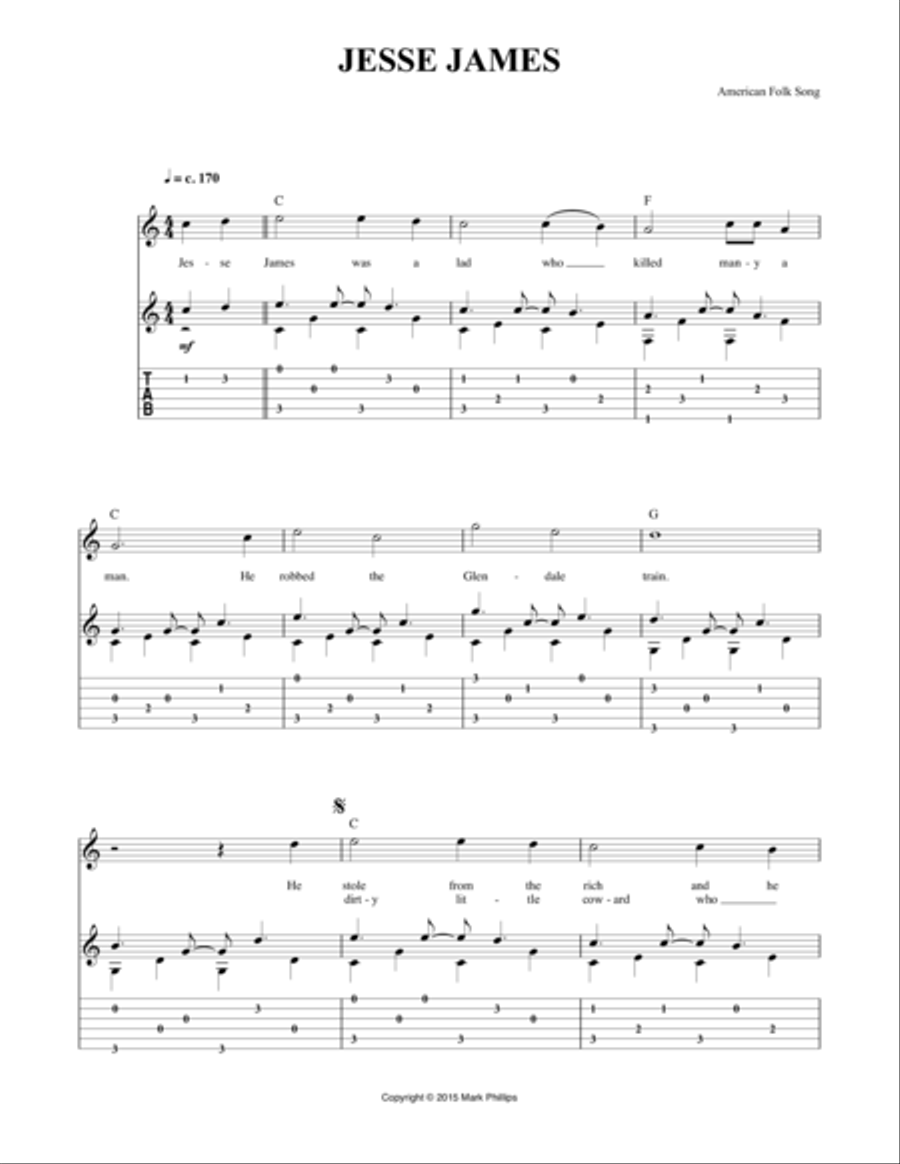 Jesse James Acoustic Guitar scores gallery preview page 1