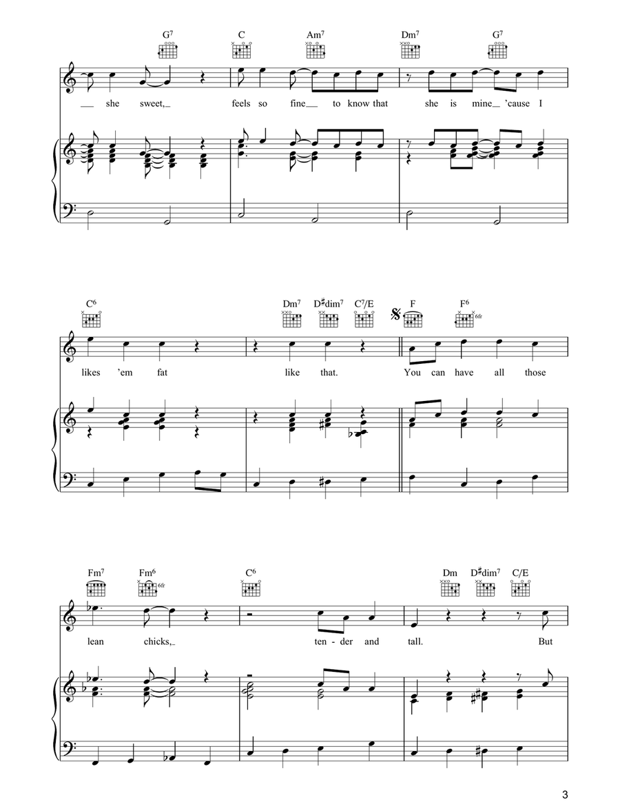 I Like 'em Fat Like That Piano, Vocal, Guitar scores gallery preview page 3