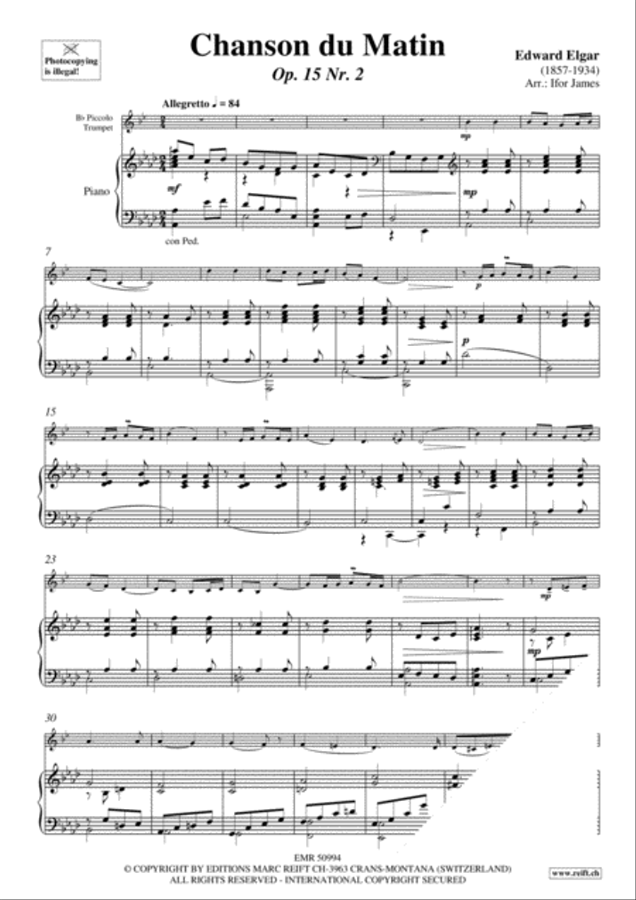 Chanson du Matin Piccolo Trumpet scores gallery preview page 3