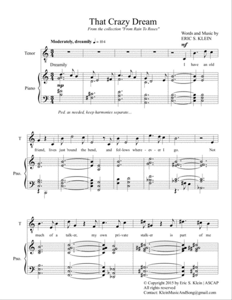 That Crazy Dream Tenor Voice scores gallery preview page 1