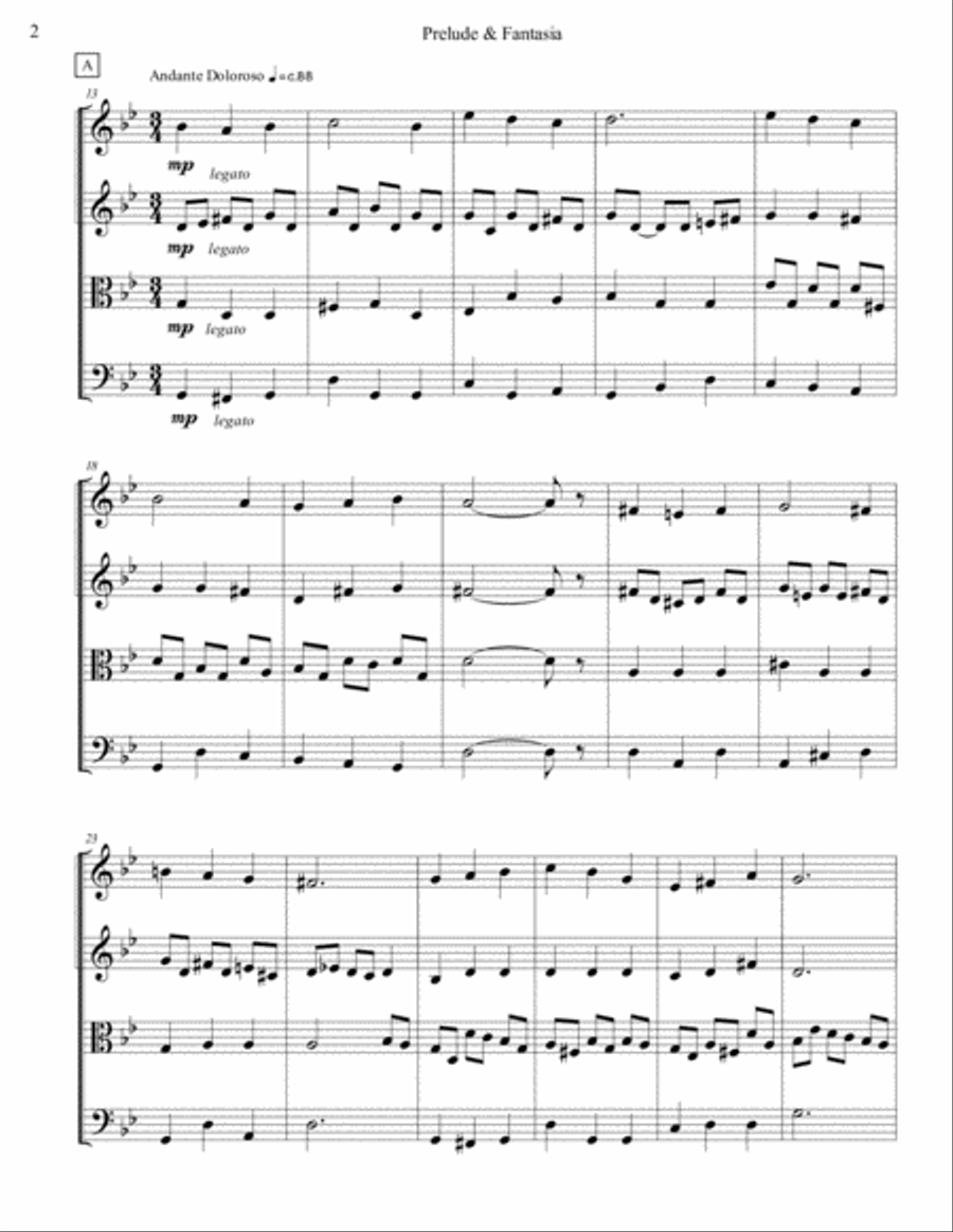 Prelude and Fantasia in G for String Quartet String Quartet scores gallery preview page 2