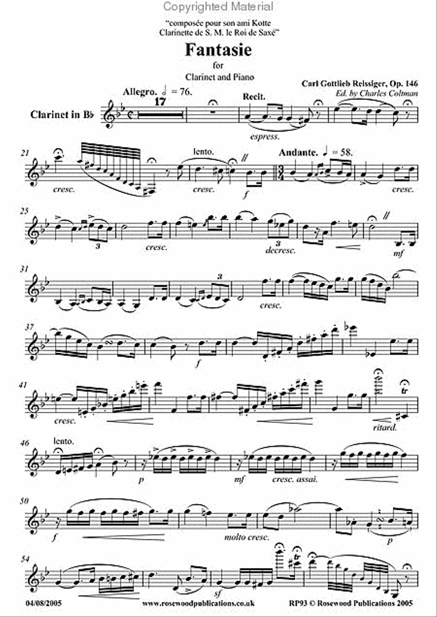 Fantasie, Op. 146 Clarinet Solo scores gallery preview page 3