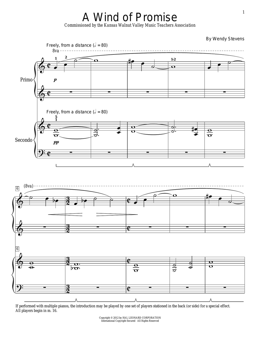 A Wind Of Promise Piano Duet scores gallery preview page 1