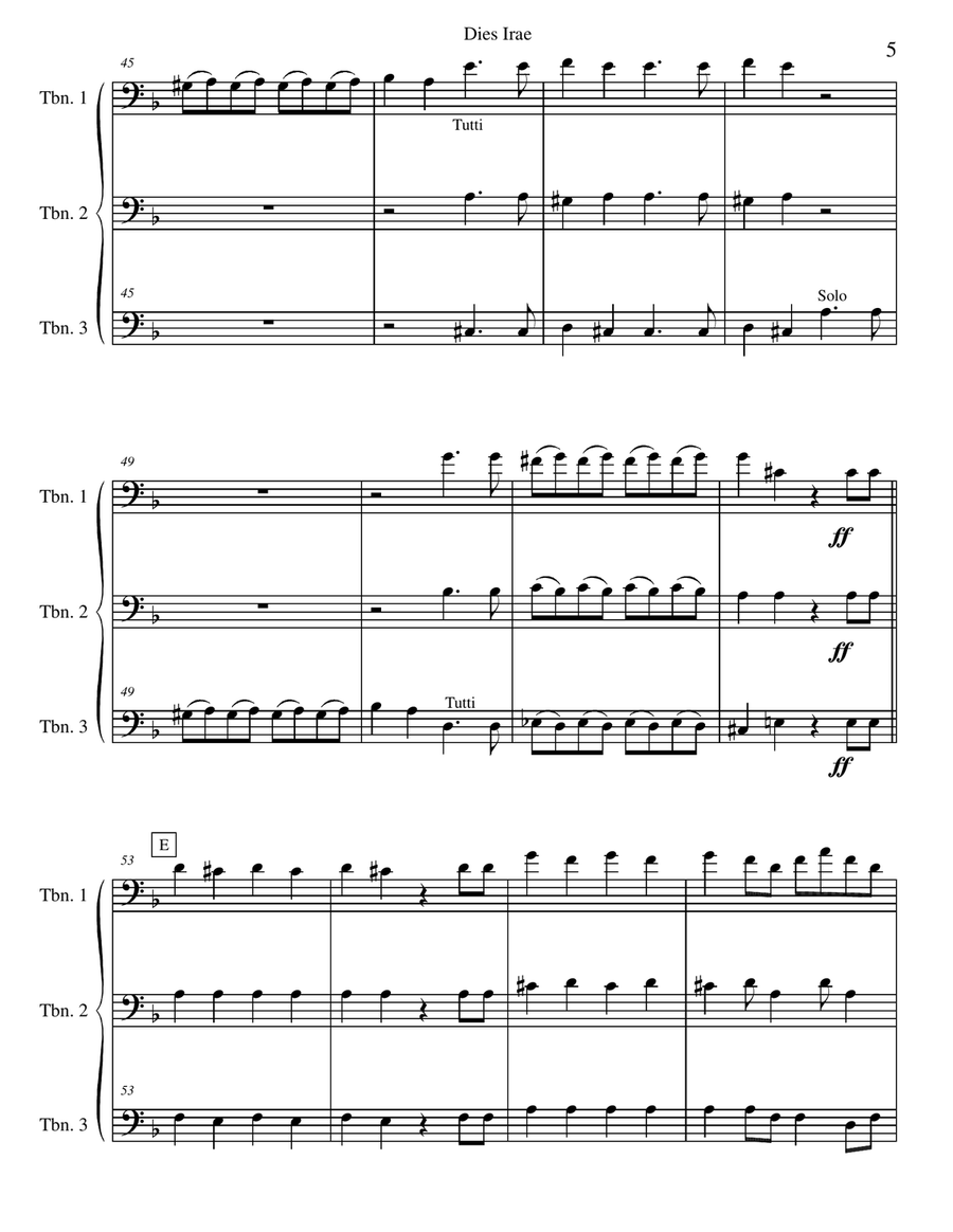 Dies Irae - from Mozart Requiem in d minor Brass Ensemble scores gallery preview page 6