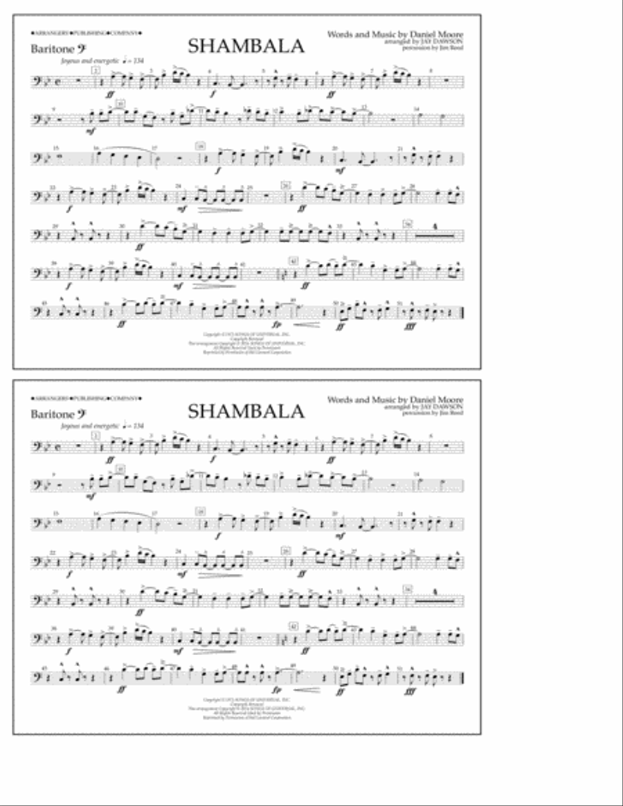 Shambala - Baritone B.C. Marching Band scores gallery preview page 1