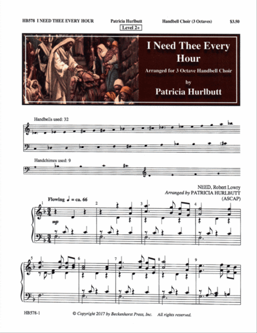 I Need Thee Every Hour - Hurlbutt 3-Octaves scores gallery preview page 2