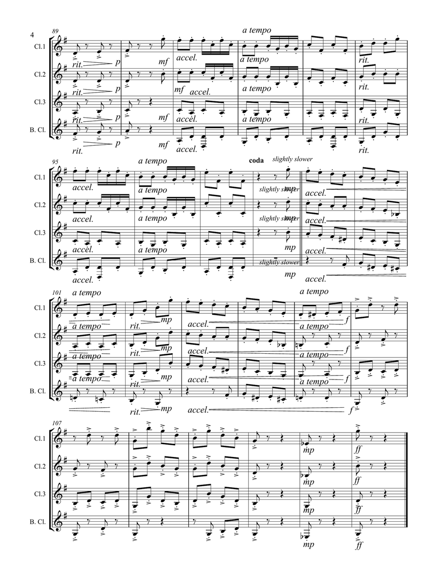 Strauss II – Pizzicato Polka (for Clarinet Quartet) Clarinet Quartet scores gallery preview page 5