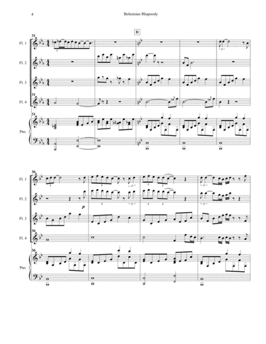Bohemian Rhapsody for Flute Choir with Piano accompaniment image number null