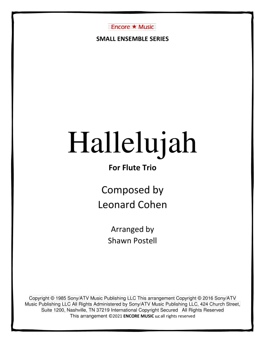 Hallelujah Woodwind Trio scores gallery preview page 1
