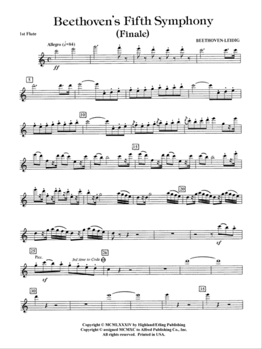Beethoven's 5th Symphony, Finale: Flute Full Orchestra scores gallery preview page 1