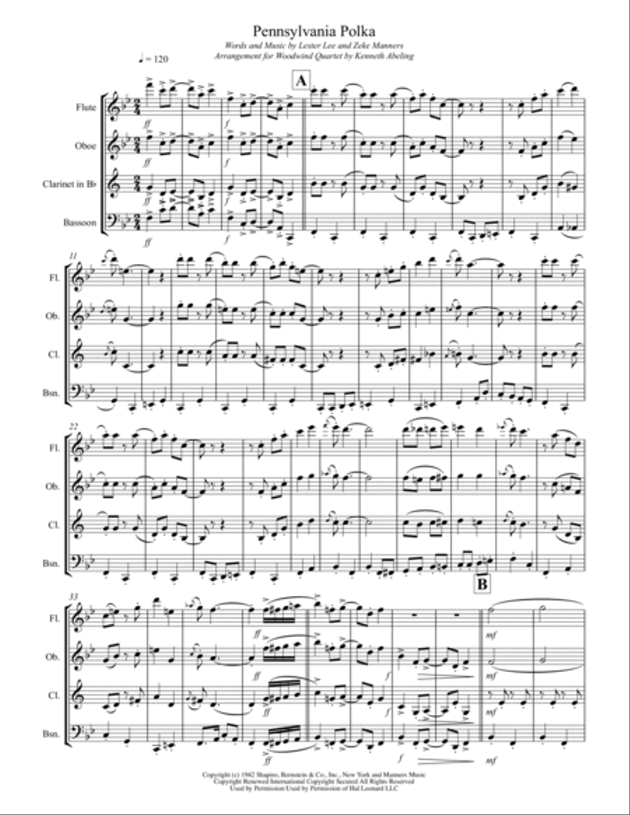 Pennsylvania Polka Woodwind Quartet scores gallery preview page 2