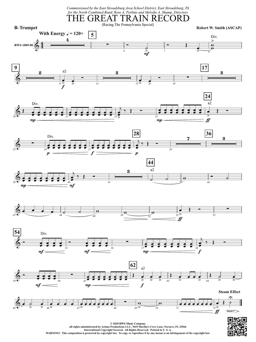 The Great Train Record - Racing the Pennsylvania Special: 1st B-flat Trumpet B-Flat Trumpet scores gallery preview page 1