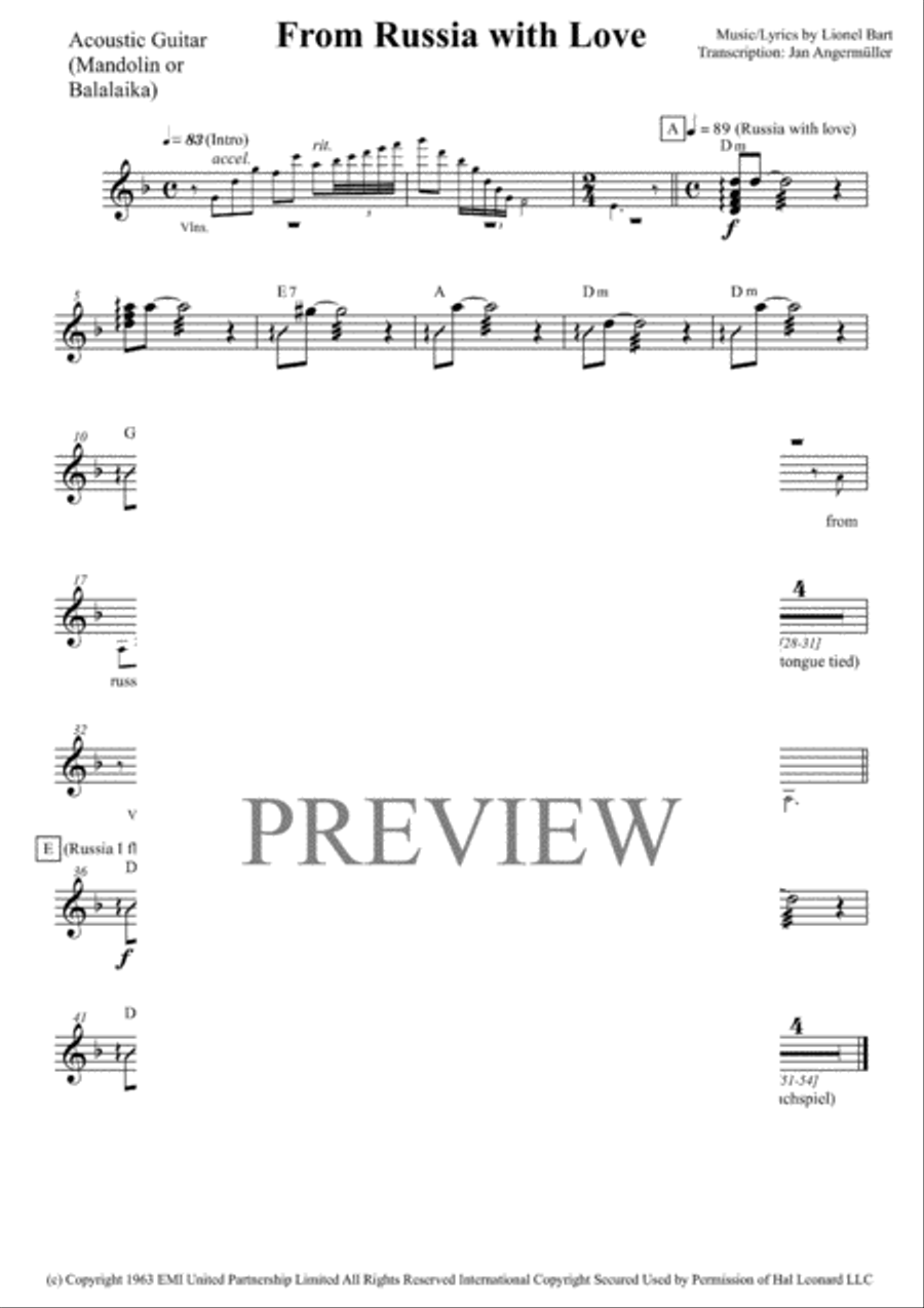 From Russia With Love Small Ensemble scores gallery preview page 1