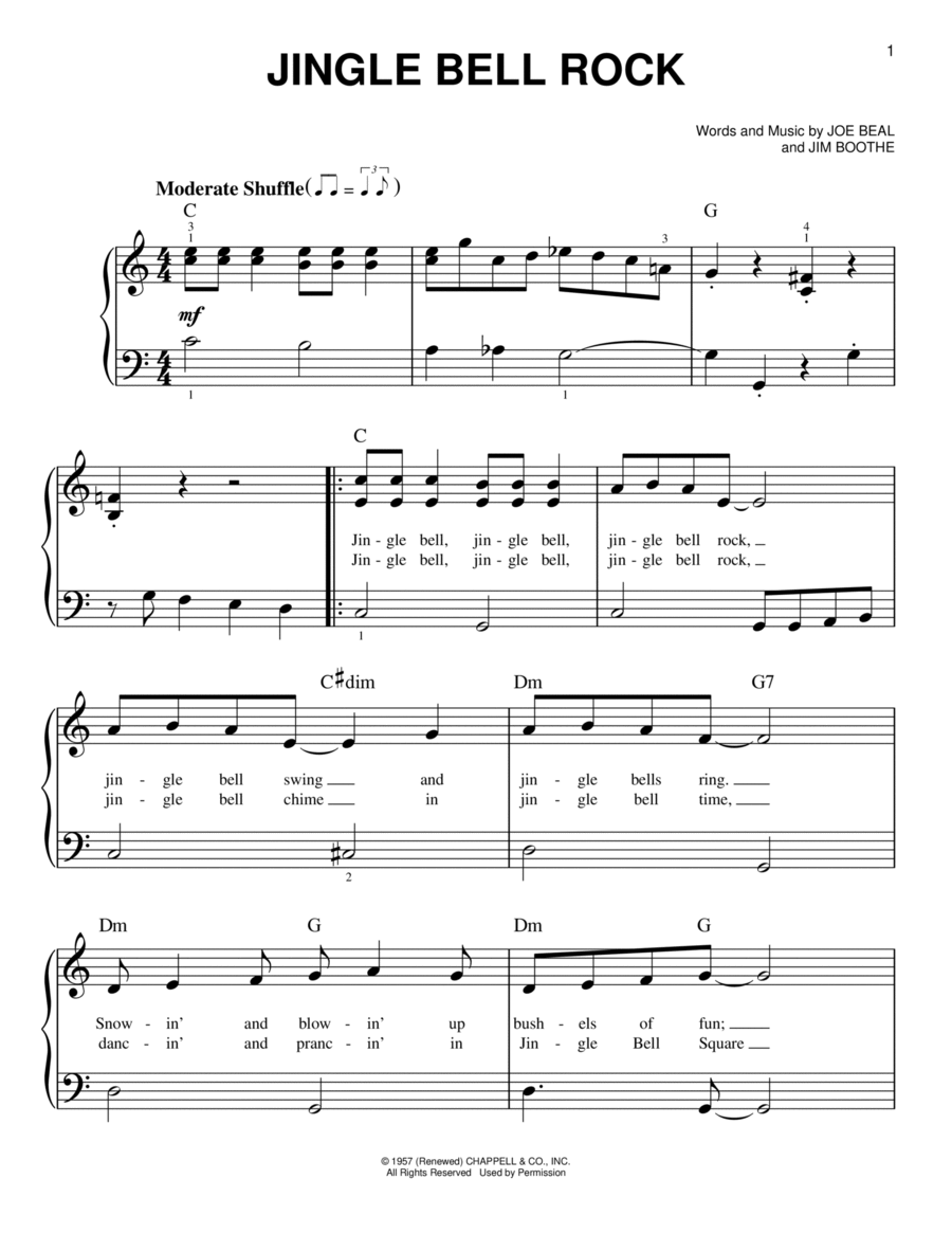 Jingle Bell Rock Easy Piano scores gallery preview page 1